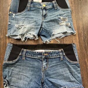 (2) Pairs Isabel Maternity by Ingrid & Isabel Blue Denim Shorts